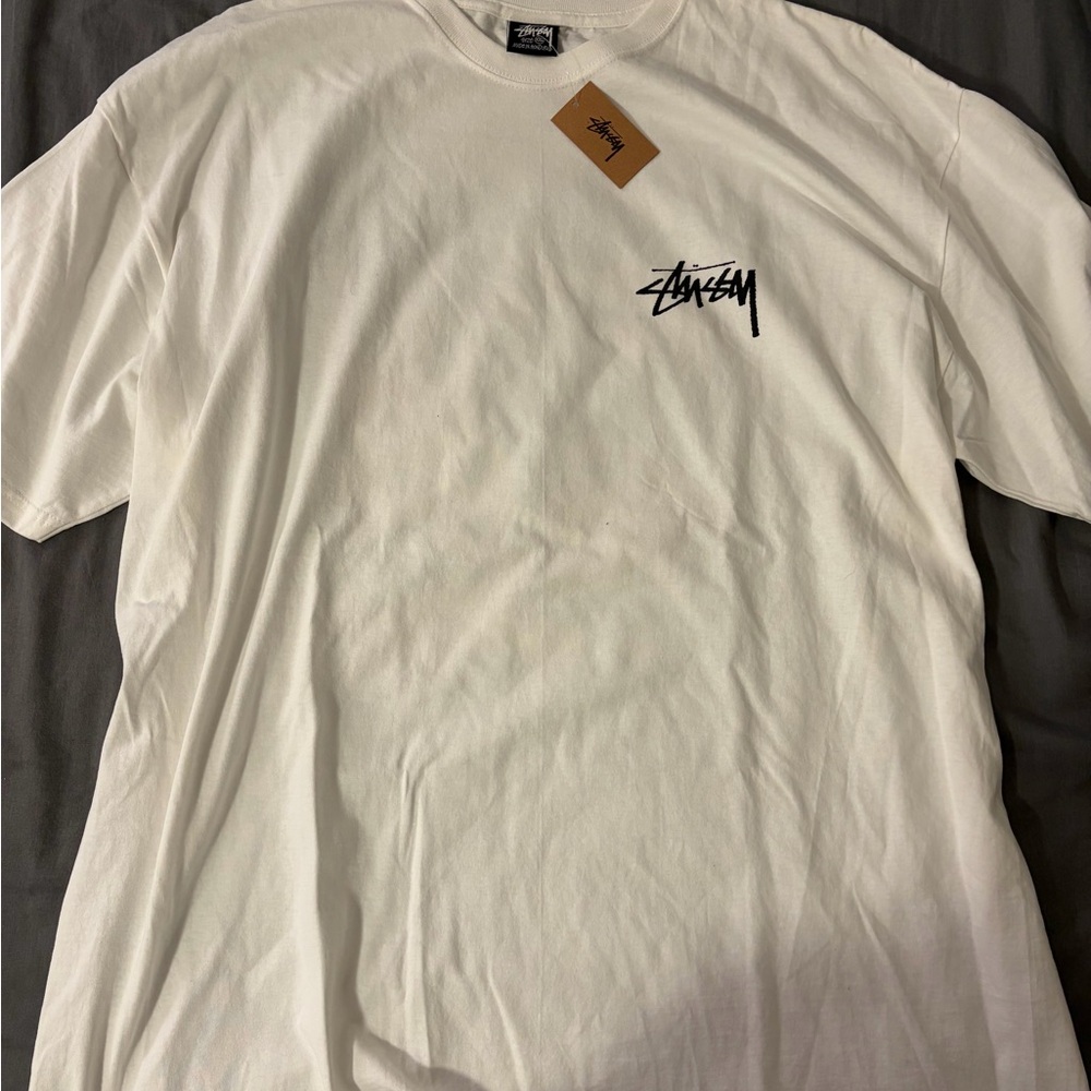 Stussy Cat Tee In White Brand New with Tags RARE - Picture 2 of 3